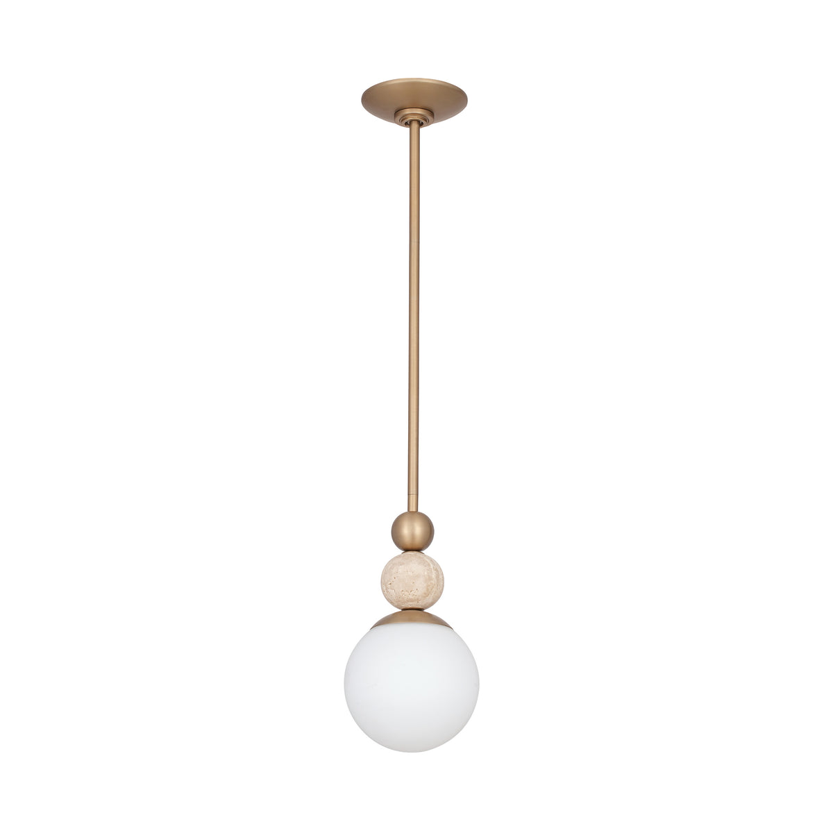 Lucille 6" Pendant Light - Champagne Gold / Travertine