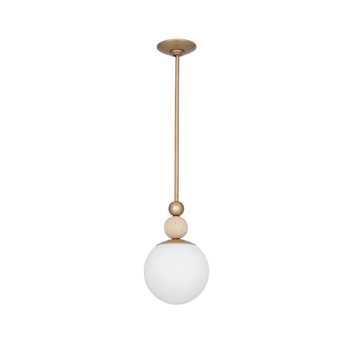 Lucille 8" Pendant Light - Champagne Gold / Travertine