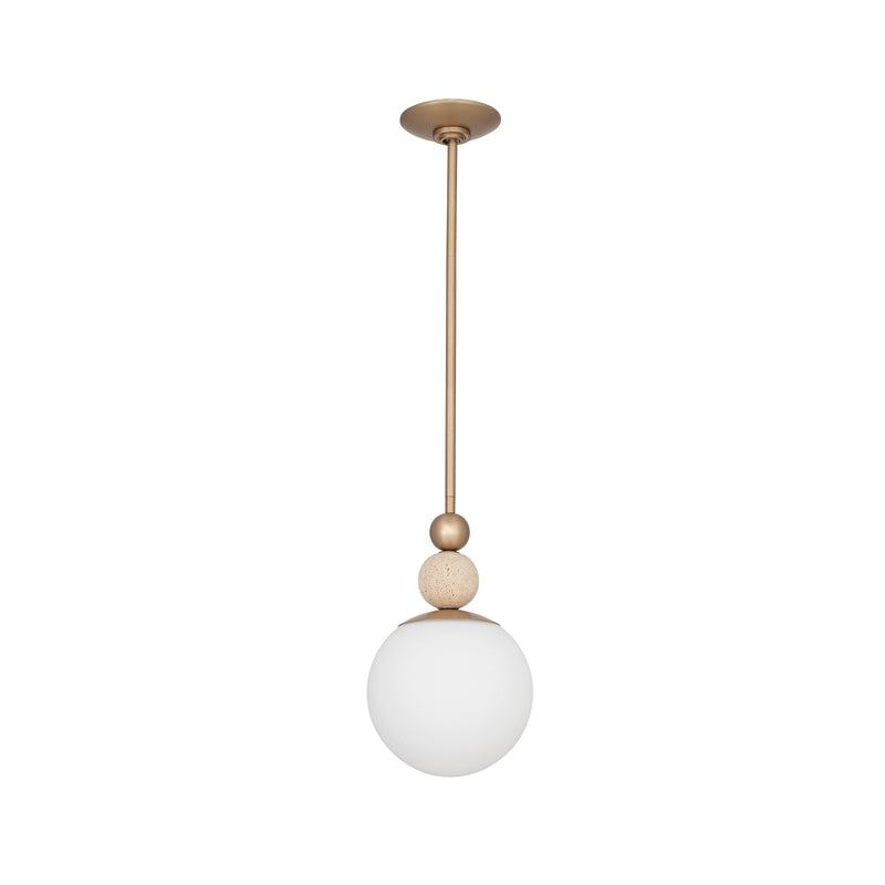 Lucille 8" Pendant Light - Champagne Gold / Travertine
