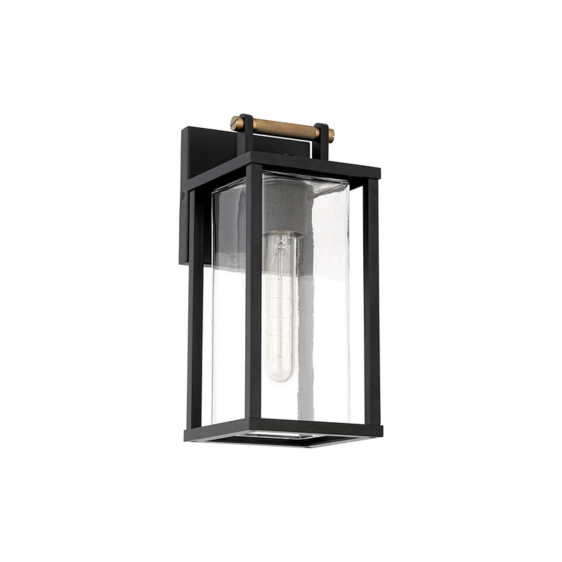 Warwick 14" Exterior Wall Sconce - Matte Black / Natural Brass