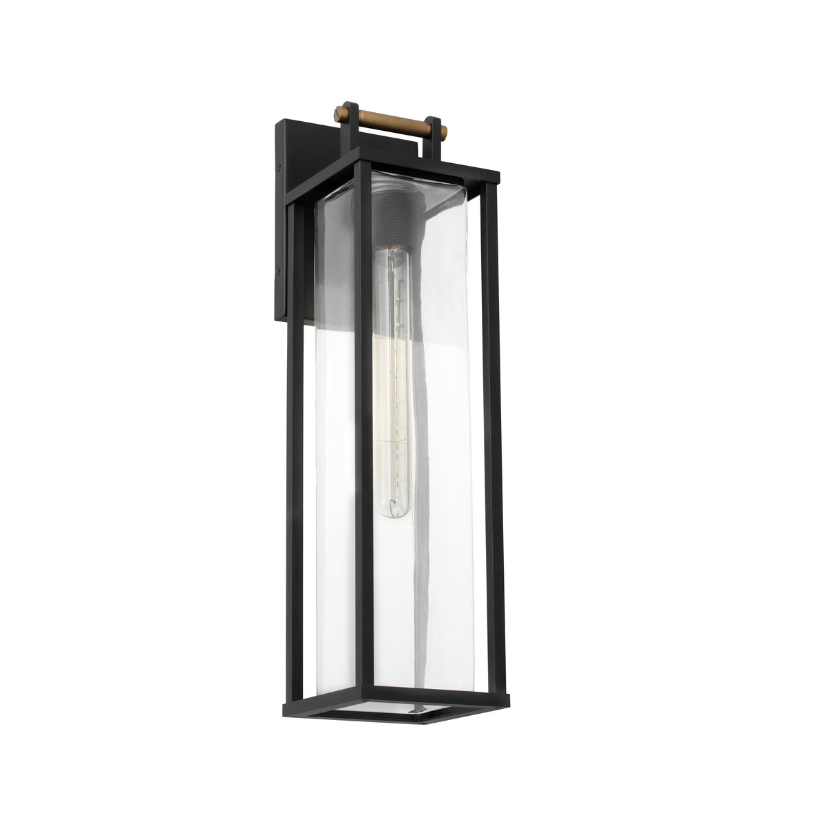 Warwick 19" Exterior Wall Sconce - Matte Black / Natural Brass