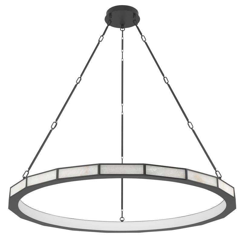 Wales 50" 5CCT LED Chandelier - Textured Black / Alabaster