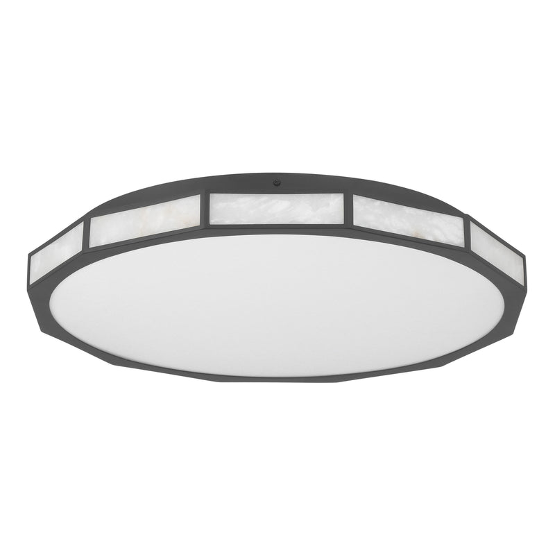 Wales 24" 5CCT LED Flush Mount - Textured Black / Alabaster