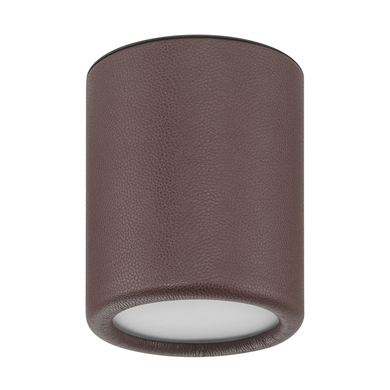 Riley 5" 5CCT LED Flush Mount - Coffee Faux Leather / Textured Black