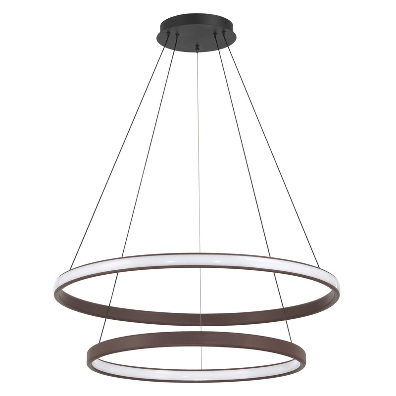 Riley 31" 5CCT LED Chandelier - Coffee Faux Leather / Textured Black