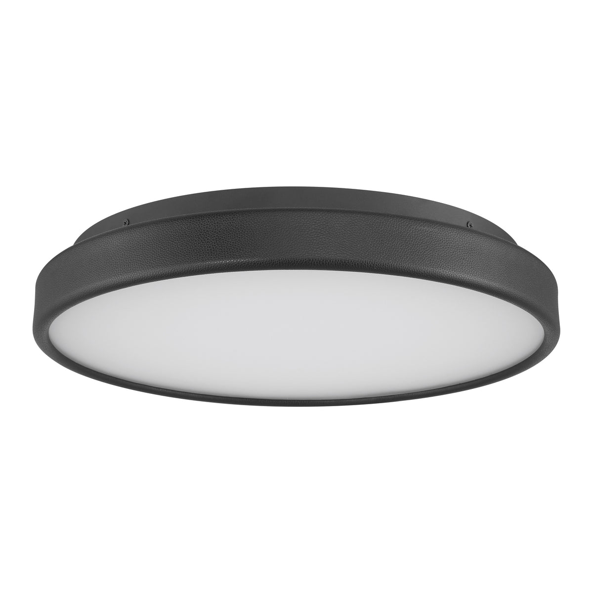 Riley 20" 5CCT LED Flush Mount - Black Faux Leather / Textured Black