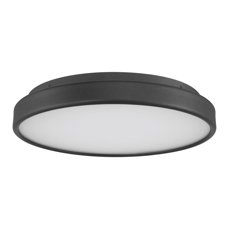 Riley 20" 5CCT LED Flush Mount - Black Faux Leather / Textured Black