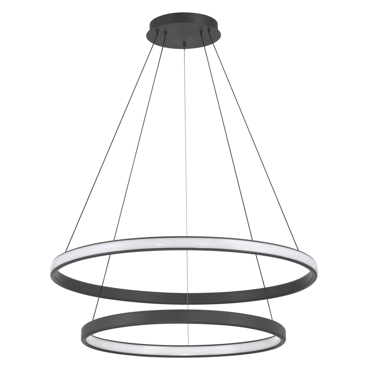 Riley 31" 5CCT LED Chandelier - Black Faux Leather / Textured Black