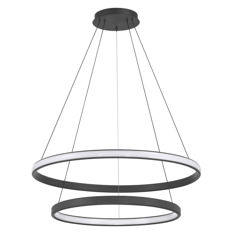 Riley 31" 5CCT LED Chandelier - Black Faux Leather / Textured Black