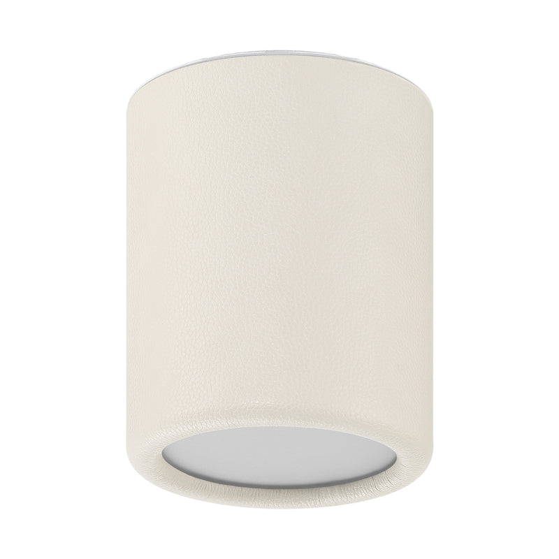 Riley 5" 5CCT LED Flush Mount - Cream Faux Leather / Textured White