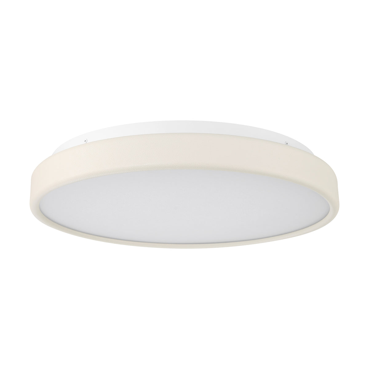 Riley 20" 5CCT LED Flush Mount - Cream Faux Leather / Textured White