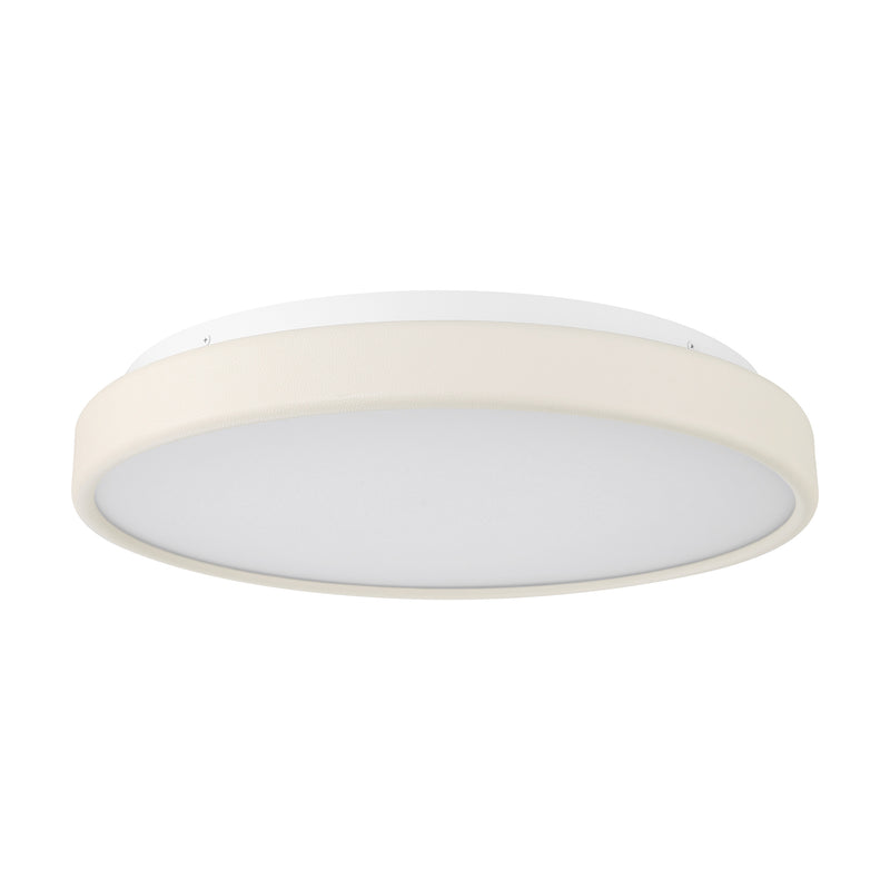 Riley 20" 5CCT LED Flush Mount - Cream Faux Leather / Textured White