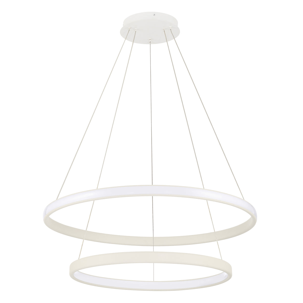 Riley 31" 5CCT LED Chandelier - Cream Faux Leather / Textured White