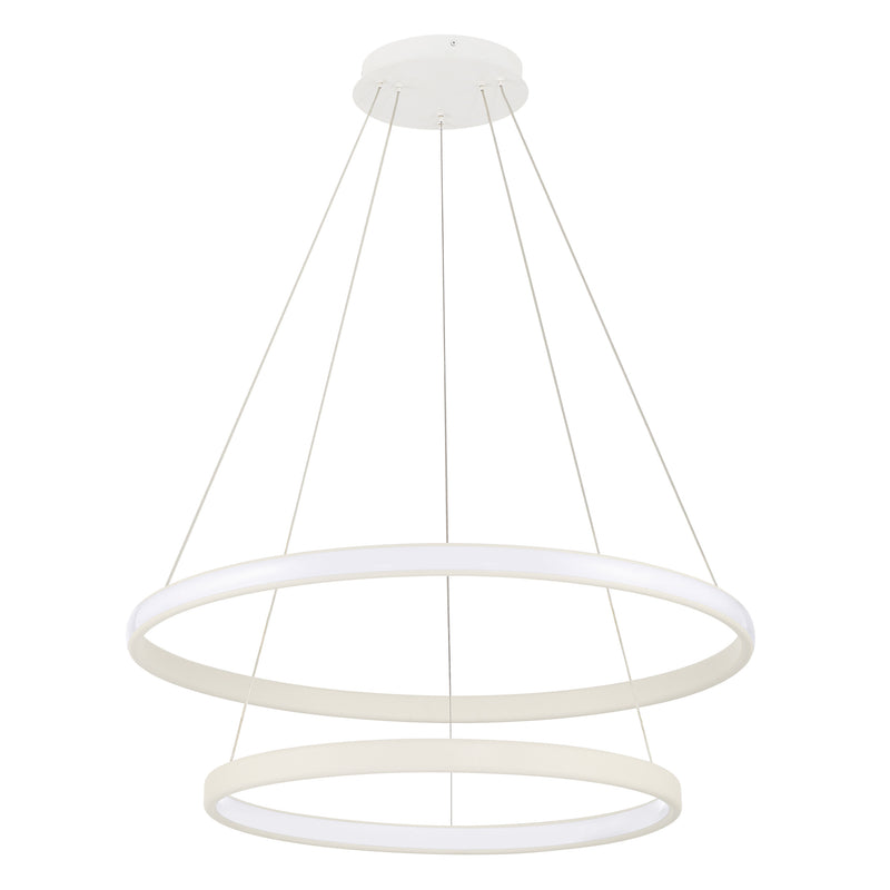 Riley 31" 5CCT LED Chandelier - Cream Faux Leather / Textured White