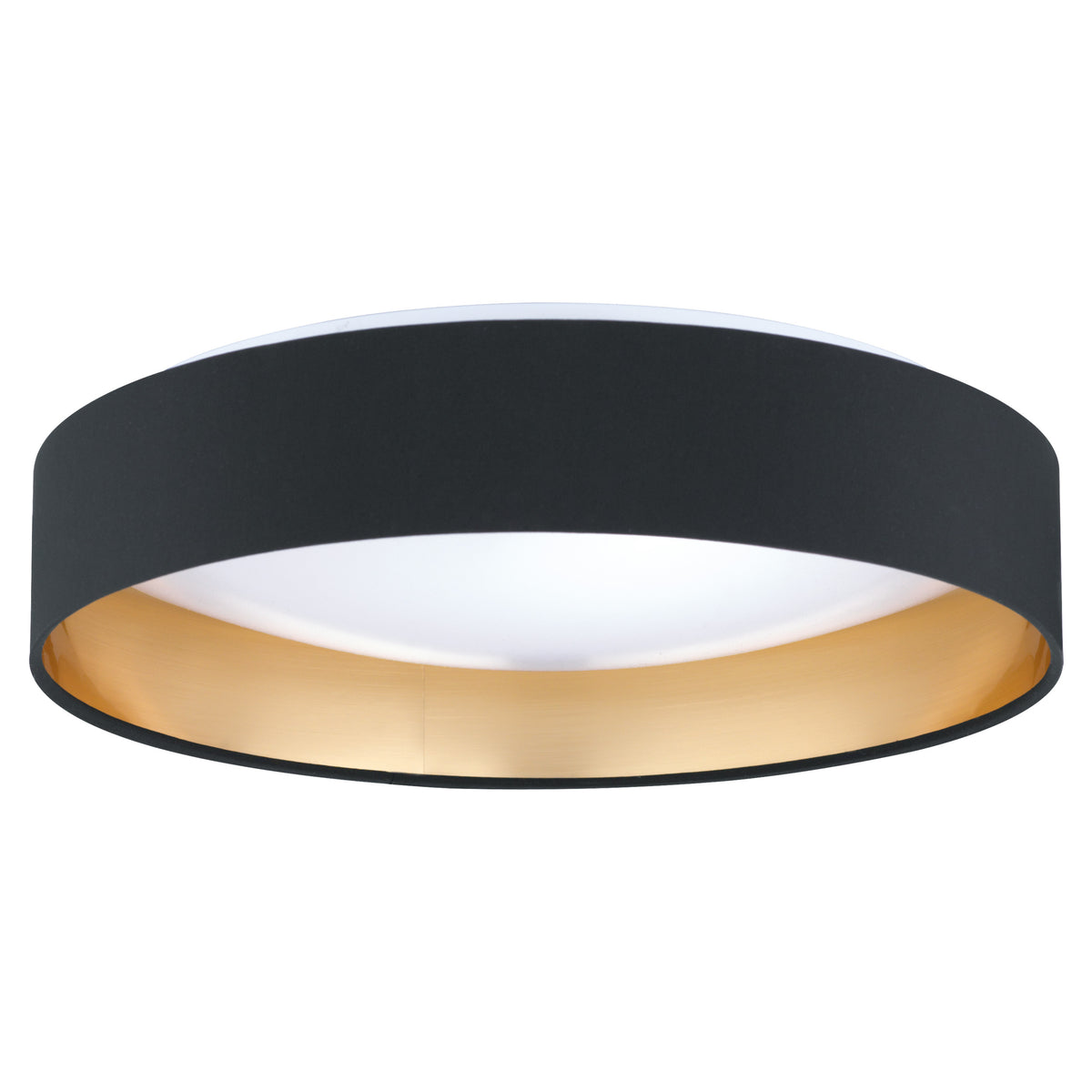 Maserlo 16" LED Flush Mount - Black / Gold Fabric