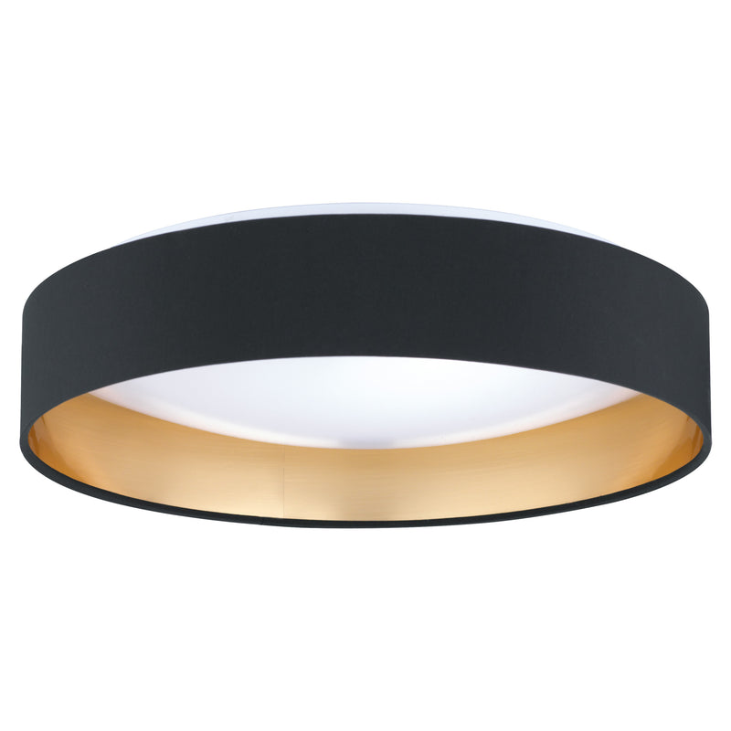 Maserlo 16" LED Flush Mount - Black / Gold Fabric