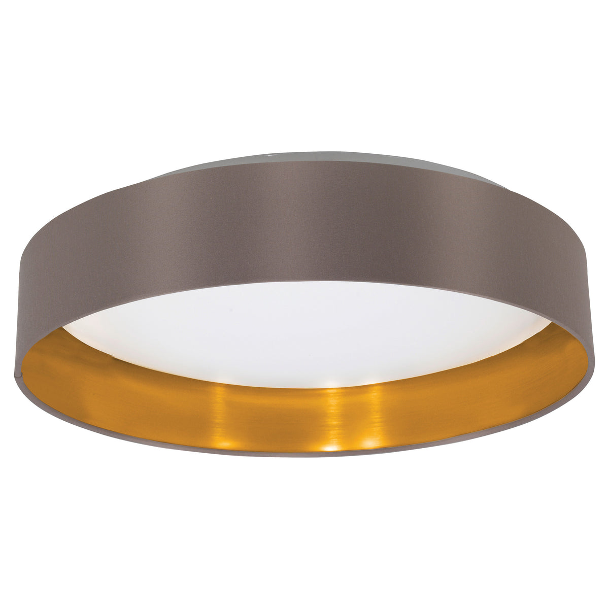 Maserlo 16" LED Flush Mount - Cappuccino / Gold Fabric