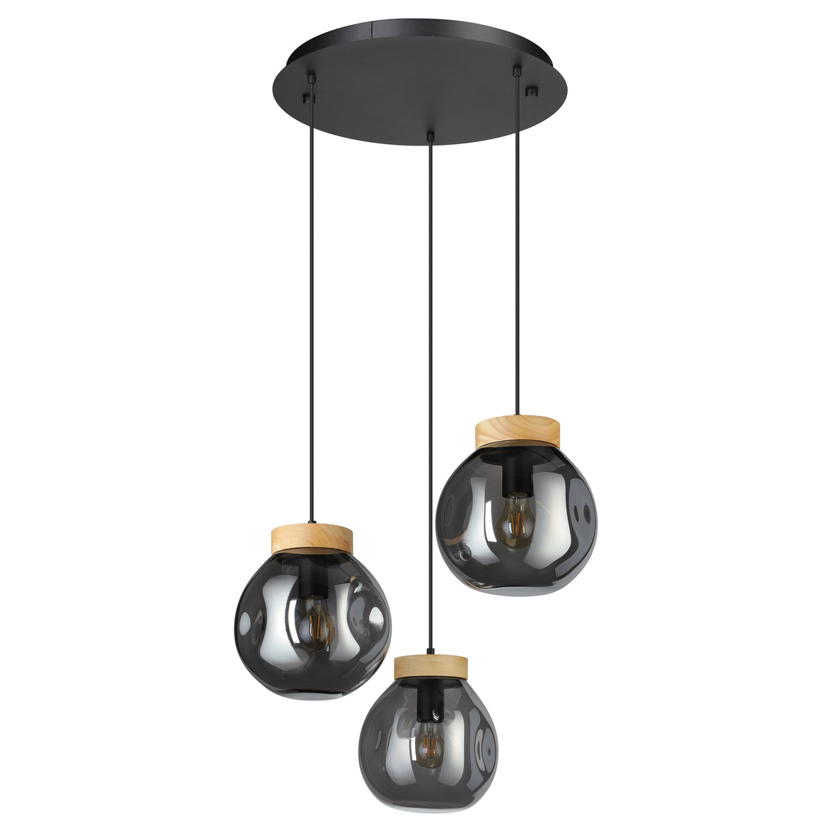 Magacela 24" Pendant Light - Textured Black / Rubberwood