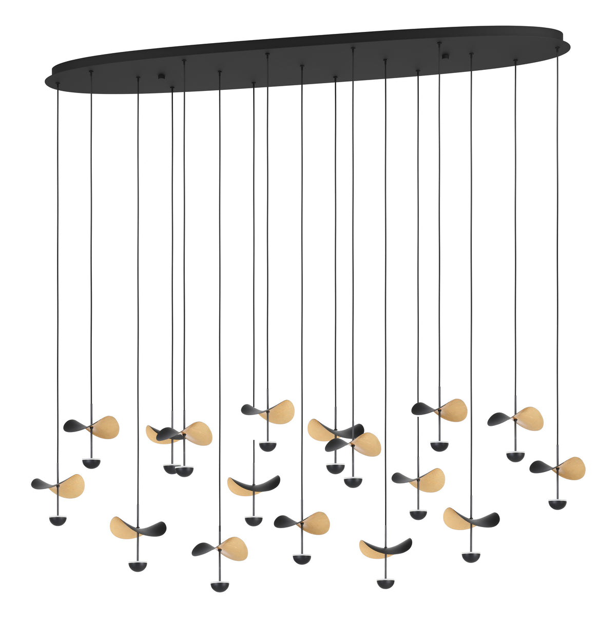 Dracera 61" LED Pendant Light - Textured Black / Gold Leaf