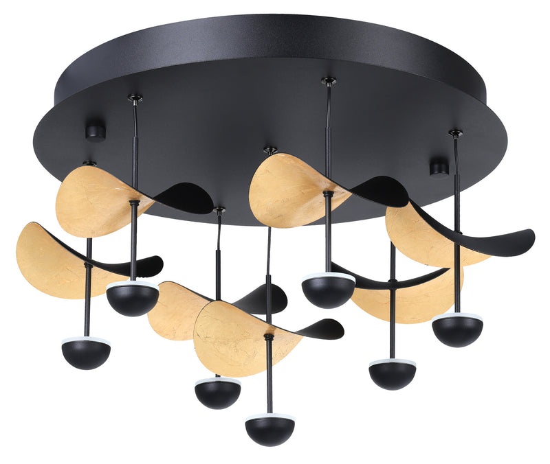 Dracera 20" LED Flush Mount - Textured Black / Gold Leaf