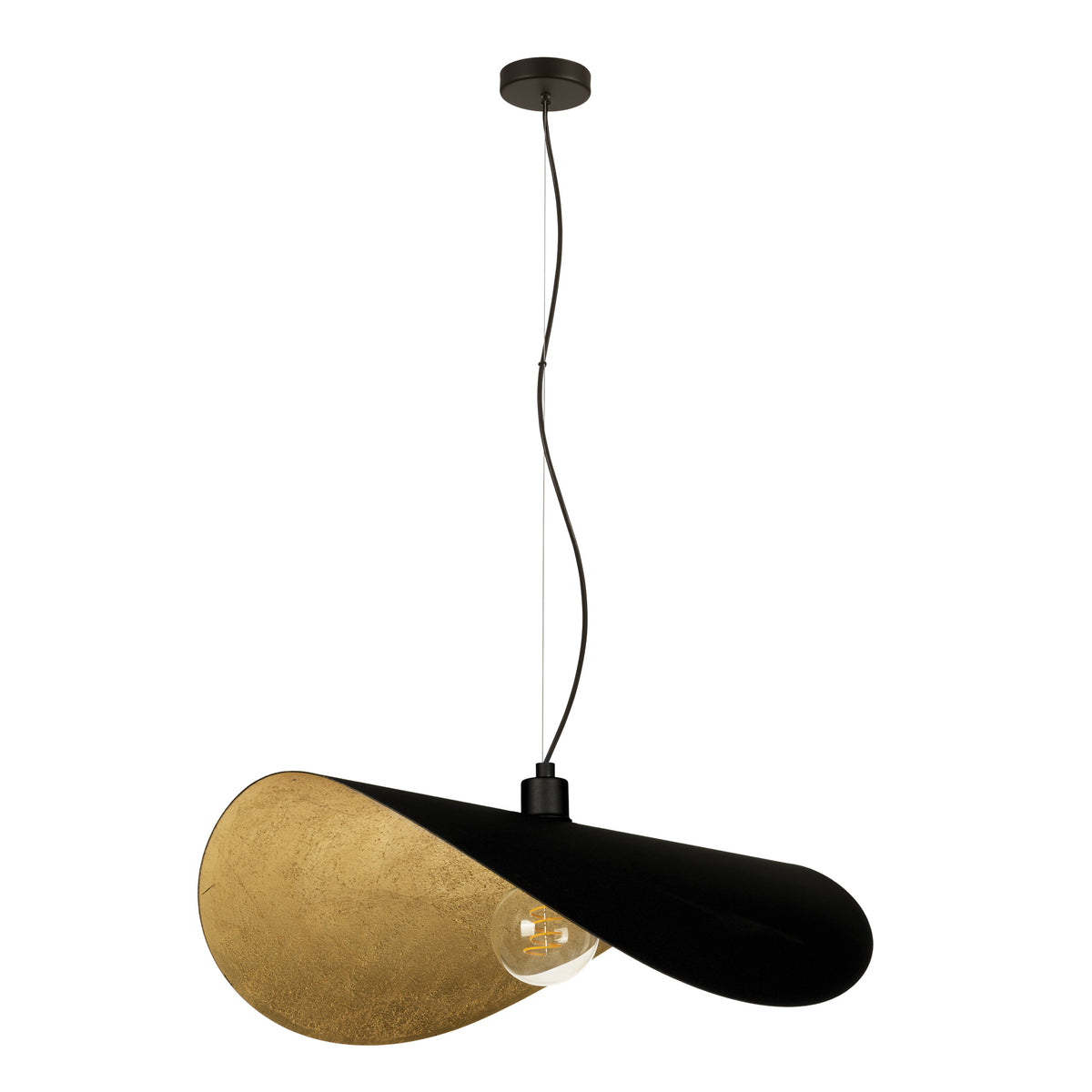 Saceda 31" Pendant Light - Textured Black / Gold Leaf