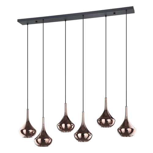 Almoster 57" Pendant Light - Textured Black / Copper Smoked