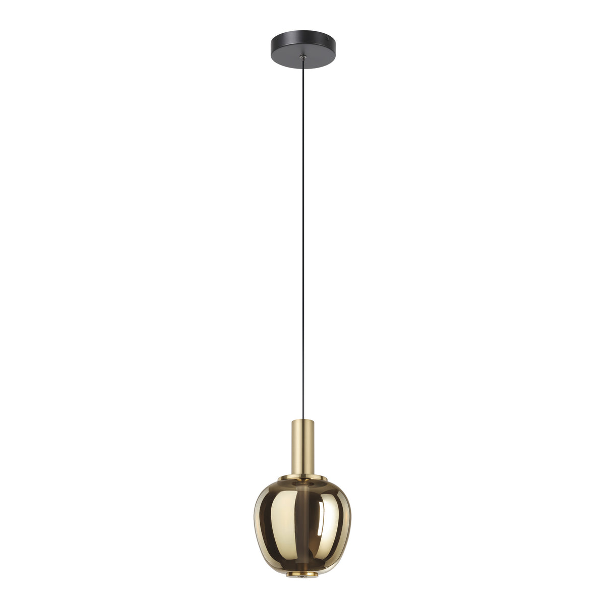 Fruitera 8" 3CCT LED Pendant Light - Textured Black / Brushed Gold
