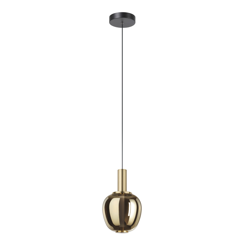 Fruitera 8" 3CCT LED Pendant Light - Textured Black / Brushed Gold