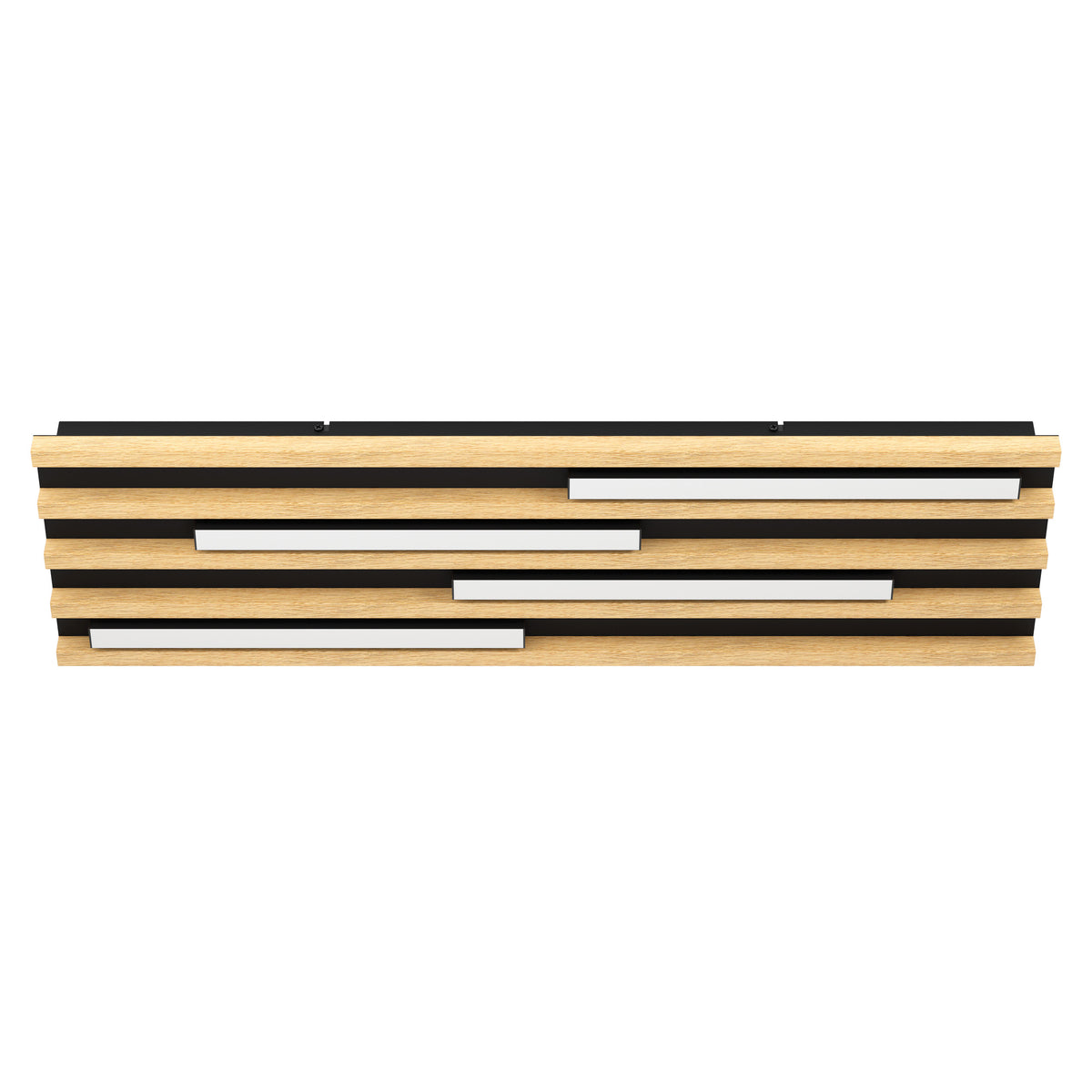 Marreira 30" LED Flush Mount - Oak Wood / Textured Black