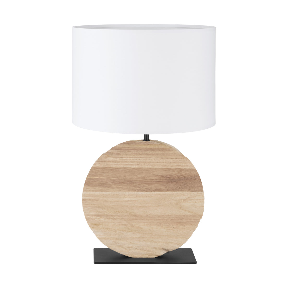 Contessore 25" Round Table Lamp - Paulownia Wood / Textured Black
