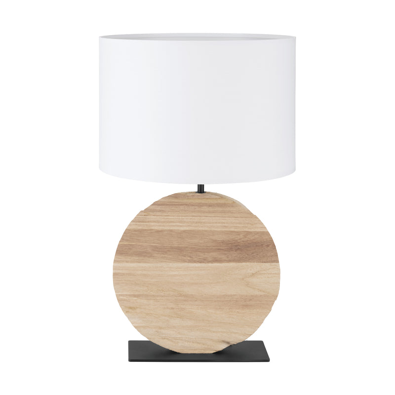 Contessore 25" Round Table Lamp - Paulownia Wood / Textured Black
