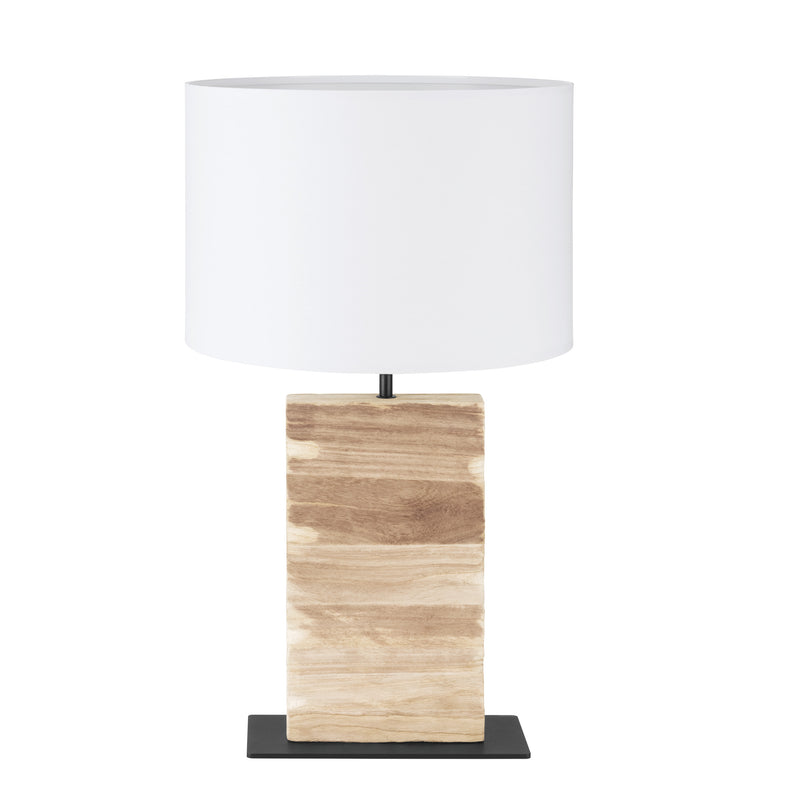 Contessore 25" Rectangular Table Lamp - Paulownia Wood / Textured Black