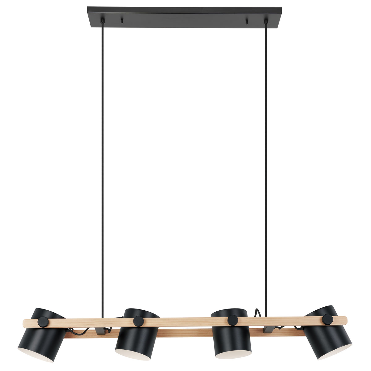 Hornwood 43" Linear Chandelier - Textured Black / Pine Wood