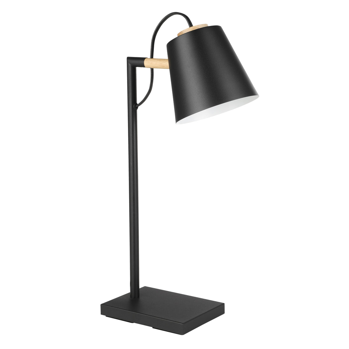 Lacey 19" Table Lamp - Textured Black / Wood