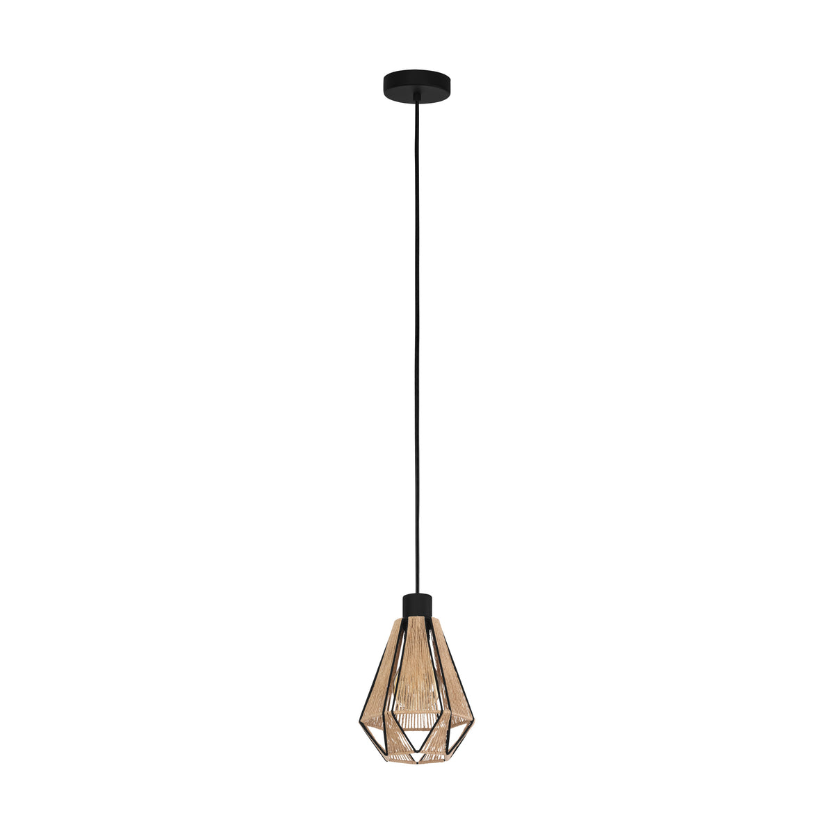 Adwickle 7" Pendant Light - Textured Black / Jute