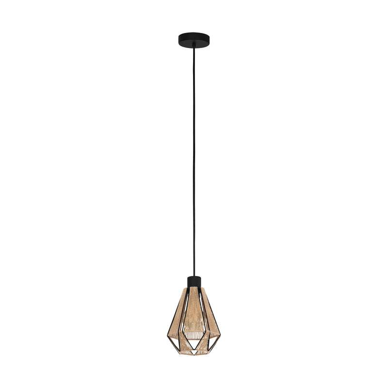 Adwickle 7" Pendant Light - Textured Black / Jute