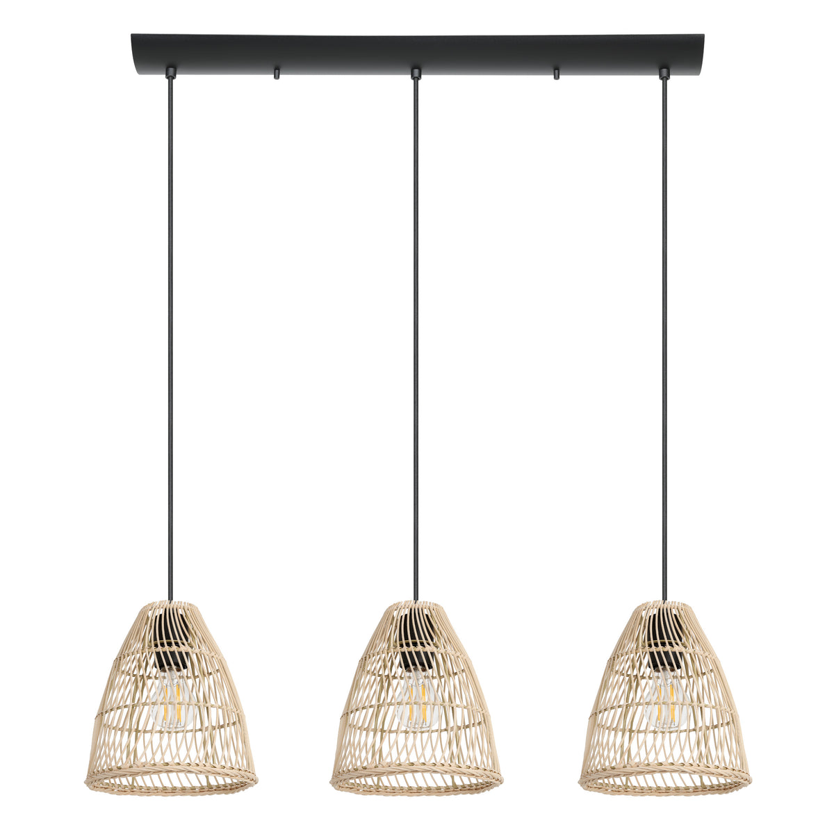 Ayesgarth 36" Pendant Light - Textured Black / Natural Rattan