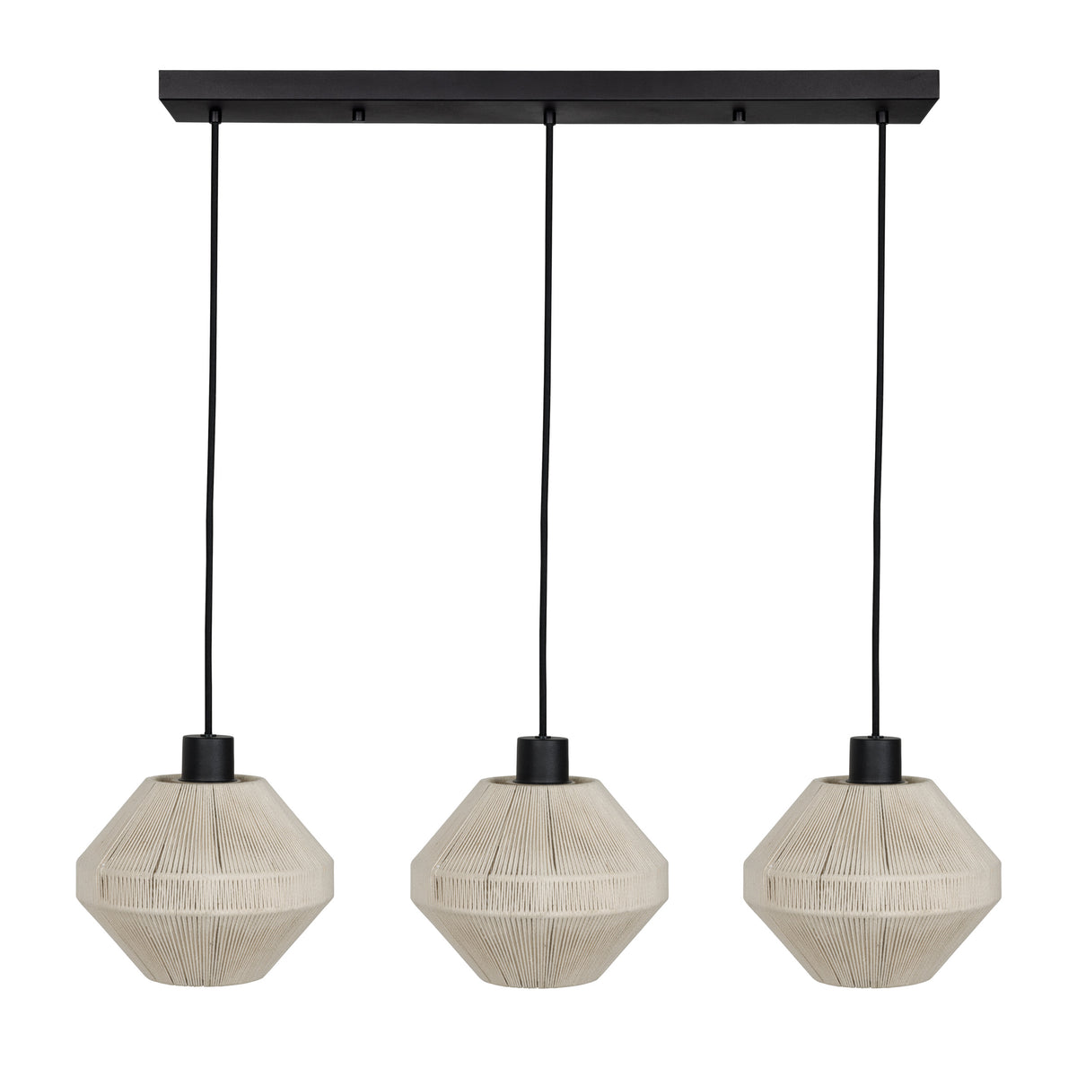Midsummer 36" Pendant Light - Textured Black / Cream Jute