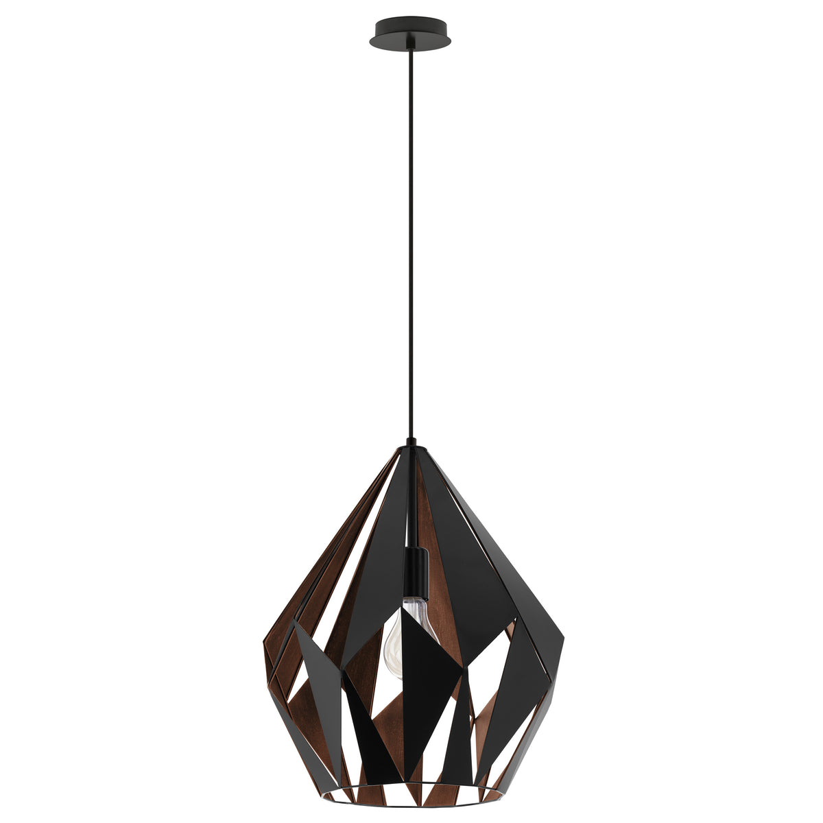 Carlton 15" Pendant Light - Matte Black / Copper