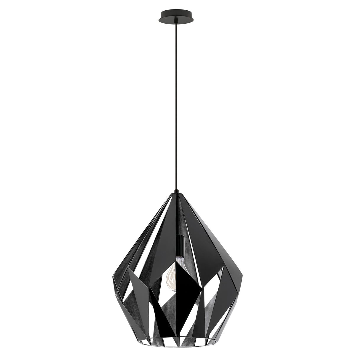 Carlton 15" Pendant Light - Matte Black / Silver