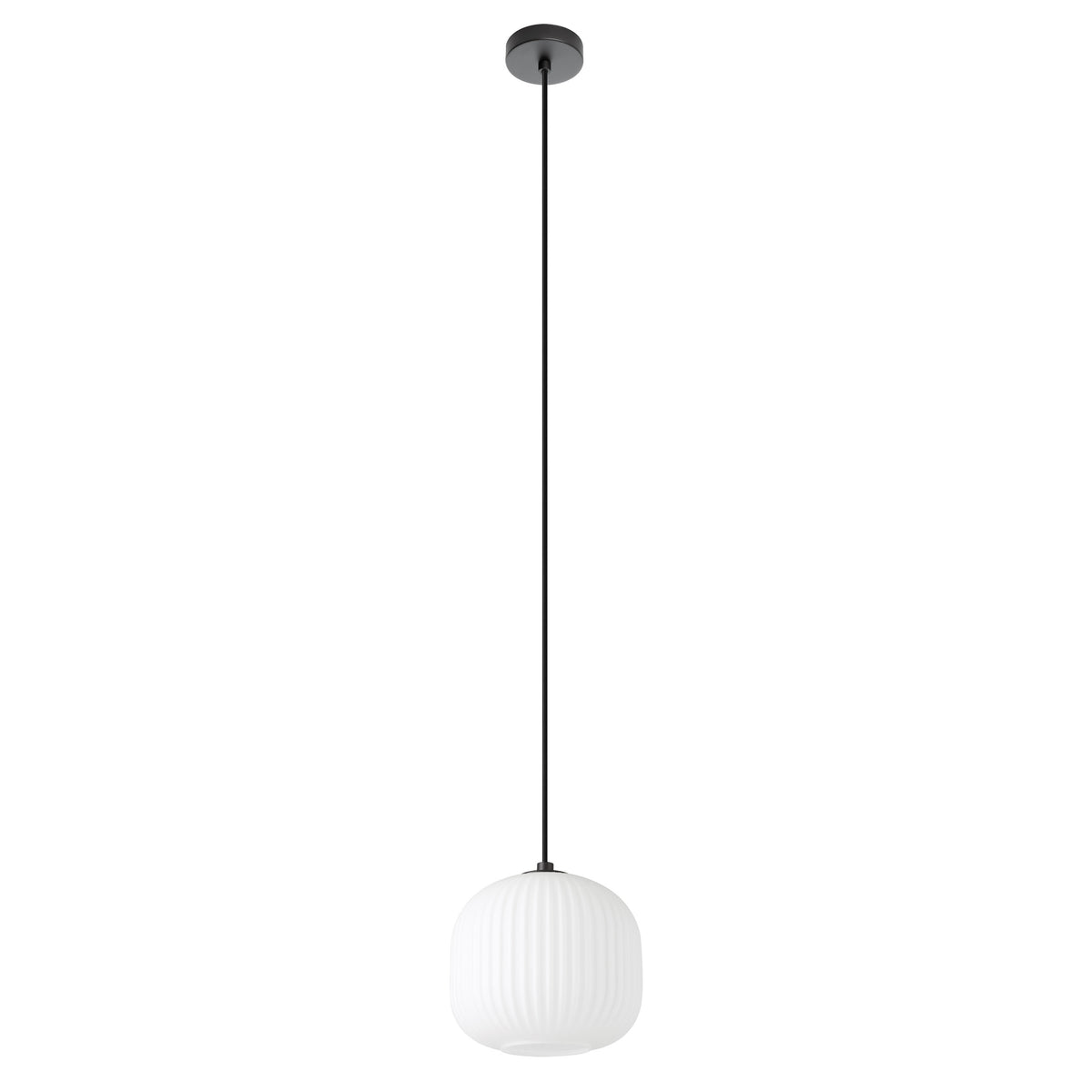Mantunalle 8" Pendant Light - Textured Black / White Glass