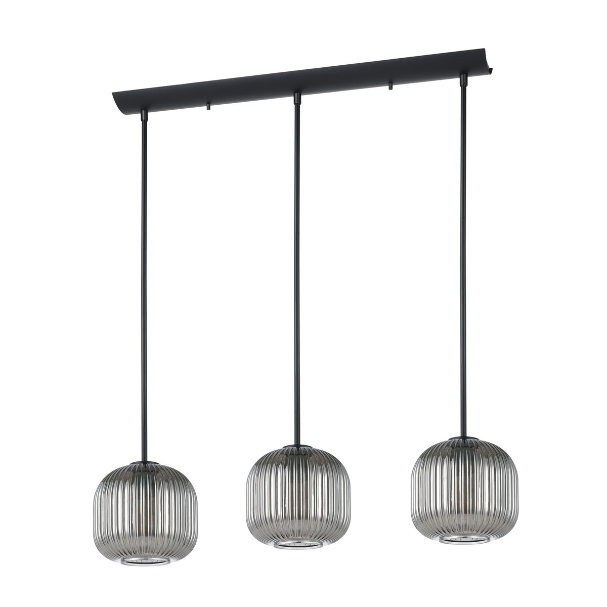 Mantunalle 1 35" Pendant Light - Textured Black / Chrome Smoked Glass