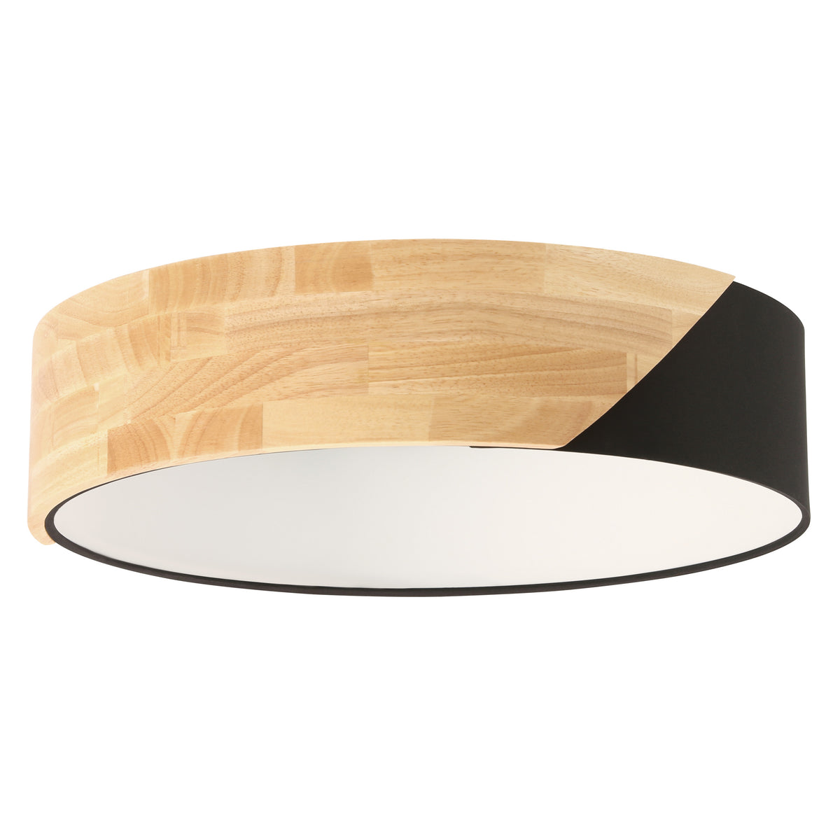 Grimaldino 16" Flush Mount - Textured Black / Rubberwood
